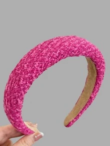 Set de 6 diademas acolchadas de tela rosa, diademas con agarre antideslizante para mujeres - Diademas de espuma color rojo rosa para escuela, accesorios de cabello, Halloween