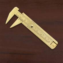 1pc Portable Slide Gauge Dual Scale Vernier Caliper, Measuring Tool, Brass Pocket Ruler - Yellow - View 1