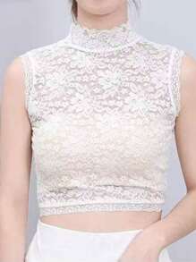 1入組花紋蕾絲假領，優雅內搭配假領，適用於日常生活 - 黑色 - 查看 6