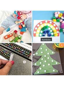 216 个/108 对强力粘性圆形尼龙圆点，圆点贴纸自粘紧固件胶带，带防水粘性胶带的钩环圆点，非常适合教室、办公室、家庭 - 彩色 - 查看 6