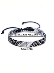 1pc Adjustable Bohemian  Bracelet With Arab Headscarf Weaved, Geometric Pattern Handmade Weaved  Bracelet - Bracelet - View 2