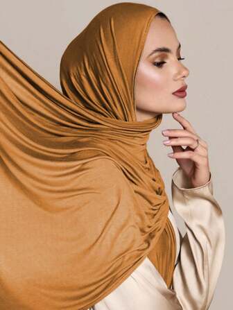 1件装女士加大码针织头巾/披肩，柔软休闲纯色围巾，可作披肩、面纱配饰