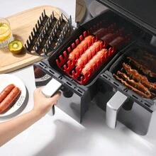 1 chiếc Giá đỡ thịt xông khói bằng silicon hình chữ nhật 4,21"X6,96" màu ngẫu nhiên cho máy chiên không dầu, thích hợp đựng thịt, xúc xích, phụ kiện nhà bếp - Nhiều màu - Xem 5
