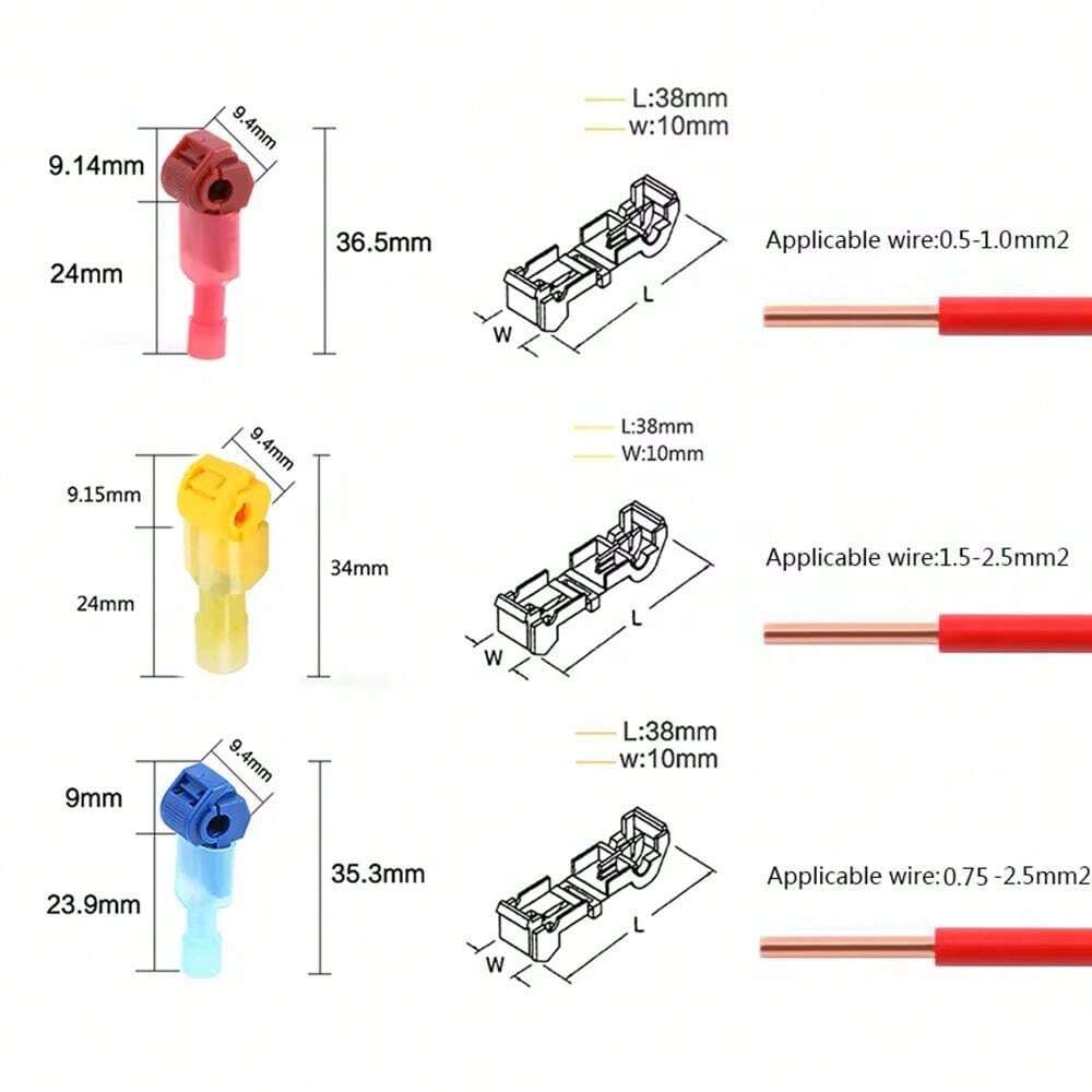 1BOX 120SETS/240Pcs T-Type Wire Connector Quick Electrical Terminal ...