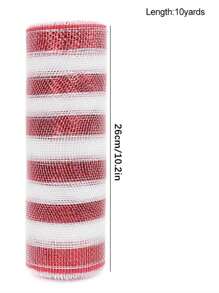 1 Rollo de cinta de malla de polietileno navideña, cinta de malla de polietileno metalizada de 10 pulgadas x 30 pies en rojo, verde y blanco con brillo, rollos de malla decorativa para coronas de bricolaje, manualidades navideñas, fiestas navideñas, Halloween, decoración de Halloween - Cinta de malla navideña - Ver 2