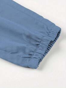 2pcs Tween Boys Spring Autumn Summer Casual Drawstring Cargo Pants Sets, Non-Fleece - Green - View 3