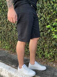 Men's Bermuda Twill Light Beige 's Jean Shorts Men's Slim Sport Bermuda Shorts - màu đen - Xem 2