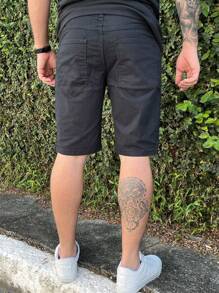 Men's Bermuda Twill Light Beige 's Jean Shorts Men's Slim Sport Bermuda Shorts - màu đen - Xem 4