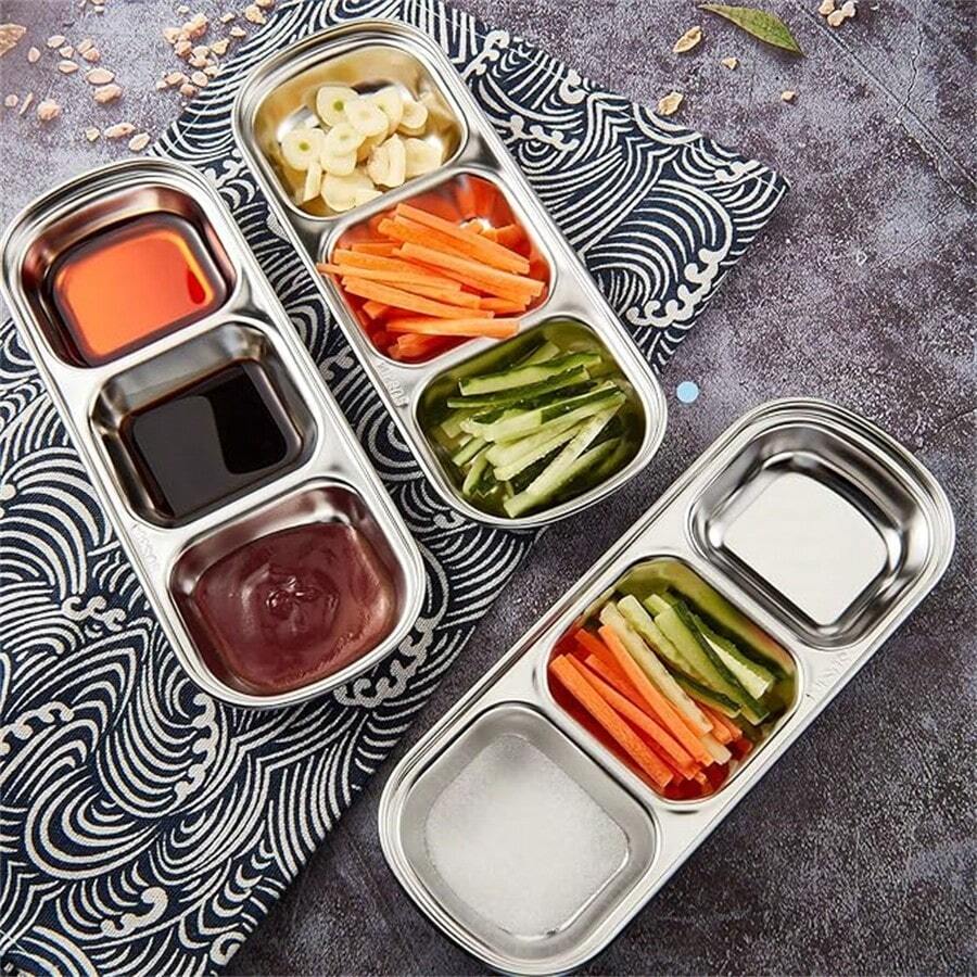 2 Pieces Of 100ml Stainless Steel Sauce Plate, Seasoning Plate, Premium