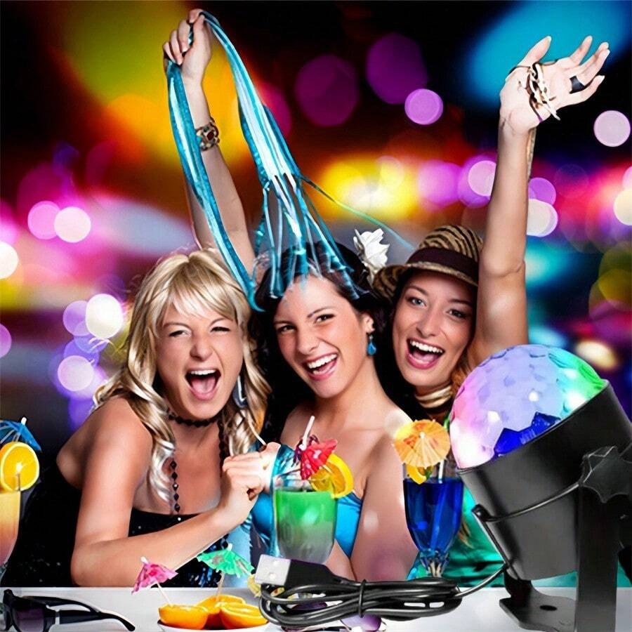 1 个 LED 魔球舞台灯、USB 7 色氛围灯、RGB DJ 派对迪斯科灯适用于家庭 KTV 婚礼舞蹈表演派对、聚会、桌面装饰灯舞厅灯聚光灯、聚光灯、节日装饰礼物