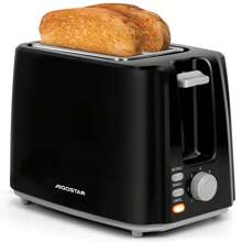 1pc 2-Slice Toaster, 7 Browning Settings, 750W Power, Defrost & Reheat Functions, Black, Aigostar - Perfect For Bread Toasting - EU F Type Plug(220-240V) - View 2