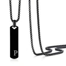 1 件简约时尚不锈钢 26 字母吊坠项链，60 厘米不锈钢盒链，适合作为送给朋友和爱人的礼物 - 簡約時尚不鏽鋼26字母項鍊吊墜 - 查看 48
