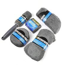 Bộ dụng cụ vệ sinh và chăm sóc xe hơi 9 món/bộ - Bao gồm chổi lốp, dụng cụ bôi sáp, khăn lau sợi nhỏ, khối bọt biển, phụ kiện chăm sóc xe hơi - Xám - Xem 3