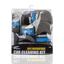 Bộ dụng cụ vệ sinh và chăm sóc xe hơi 9 món/bộ - Bao gồm chổi lốp, dụng cụ bôi sáp, khăn lau sợi nhỏ, khối bọt biển, phụ kiện chăm sóc xe hơi - Xám - Xem 1