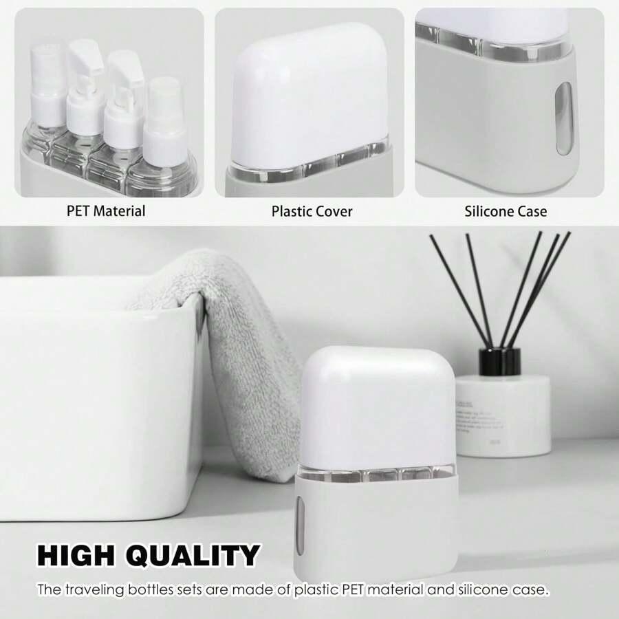 4 In 1 Travel Dispenser Shampoo Lotion Gel Set LeakProof Travel