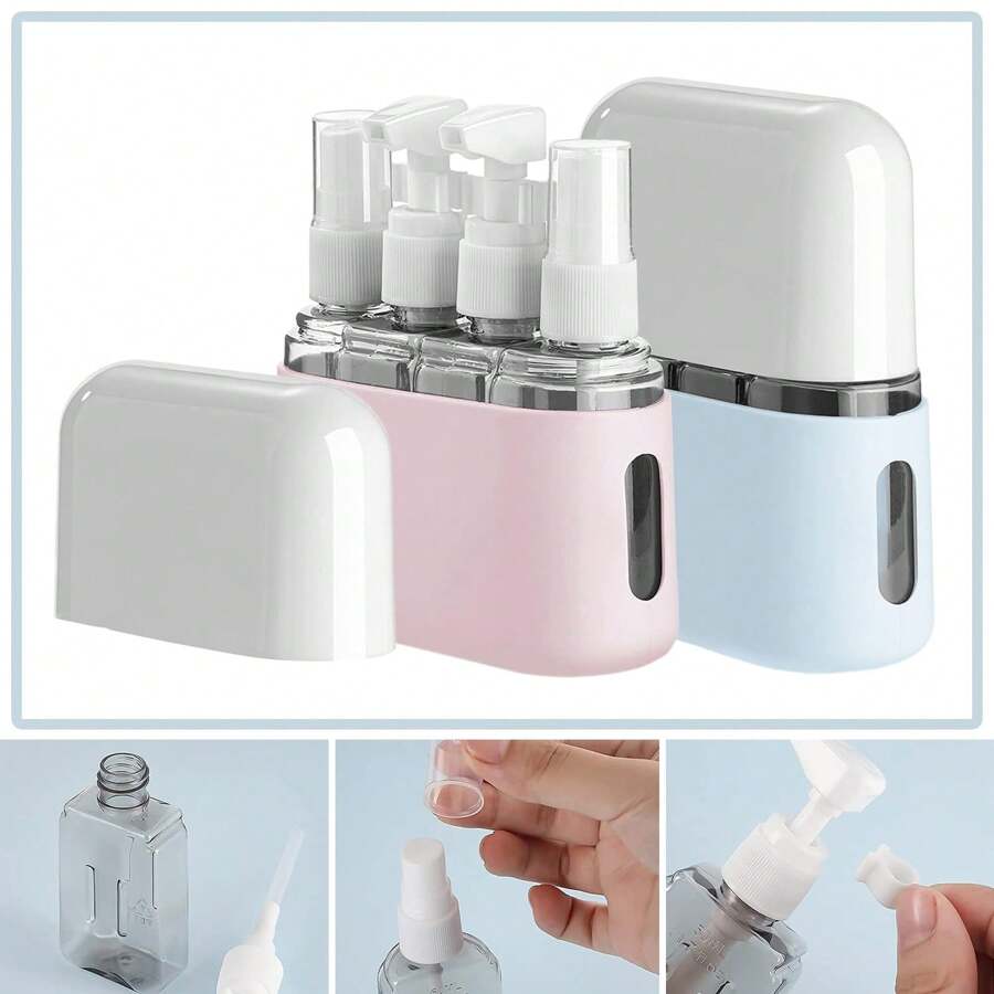 4 In 1 Travel Dispenser Shampoo Lotion Gel Set LeakProof Travel