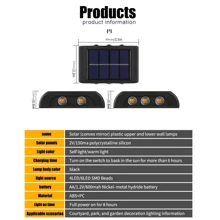 6pcs/1pc Outdoor Solar Wall Lights, Easy Installation, 8/10 LED Waterproof Up & Down Lighting Decorative Lamps, Suitable For Garden, Yard, Park, Wall