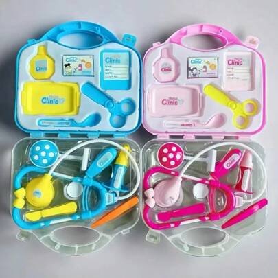 12 件儿童医生角色扮演玩具套装，激发孩子的想象力，包括听诊器、注射器、手提箱等医疗设备，适合男孩和女孩，是万圣节、圣诞节的绝佳礼物
