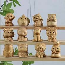 Creative Cartoon 12 Chinese Zodiac Animals Wooden Carving Hanging Accessory, Desk Decor Best Gifts Birthday - Multicolor - View 1