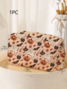 1pc Halloween Pattern Cosmetic Bag Travel Cosmetic Bag Travel Convenient Toiletry Bag, Theme Cosmetic Bag Portable Women Travel Out High Sense Large Capacity Highly Attractive Storage Bag Toiletry Bag Bag Holiday Pattern Cosmetic Storage Bag, Suitable For Halloween Theme Storage Bag, Travel Business Travel Cosmetic Bag Makeup Bag Makeup Bags Makeup Organizer Make Up Organizer Makeup Storage - Multicolor - View 5