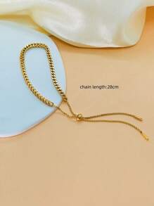 1pc Wheat Spike Titanium Steel Drawstring Bracelet For Women, New & Unique INS Design, Lightweight Luxury Hand Accessory - Yellow Gold - View 7