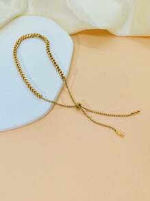 1pc Wheat Spike Titanium Steel Drawstring Bracelet For Women, New & Unique INS Design, Lightweight Luxury Hand Accessory - Yellow Gold - View 4