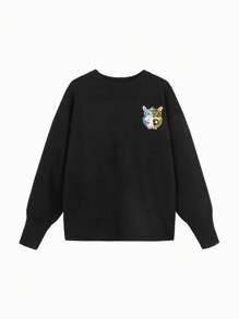 mini bala Teen Boy' Winter Knit Sweater - Black - View 1