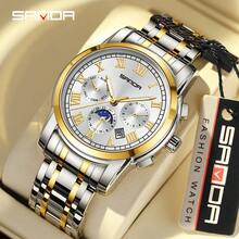 SANDA. Đồng hồ nam SANDA 2024 mới bán chạy nhất, dây thép, lịch, ba mắt, sáu kim, đa chức năng, đồng hồ cơ tự động hoàn toàn - Màu xanh lam - Xem 3