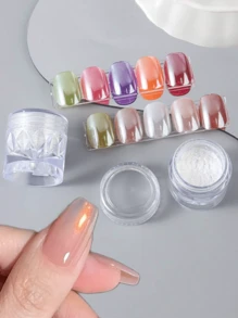 1 Box Upgraded Sparking Nail Glitter Aurora Powder, Moonlight Mirror Highlight Effect , Metallic Shiny Pearl Chrome Dust, Crystal White Glitter Nail Art Powder For Manicure Decoration – Fine Holographic Chameleon Nail Art Pigment