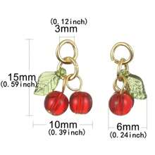 30Pcs Glass & Acrylic Beaded Charms With Golden 304 Stainless Steel Jump Rings Red Cherry Charms Fruit Pendants For DIY Jewelry Making Crafts