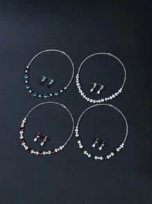 1 Set Of 3pcs Fashion Simple Cubic Zirconia Necklace & Earrings Jewelry Set, Suitable For Wedding, Party, And Bridal Dress