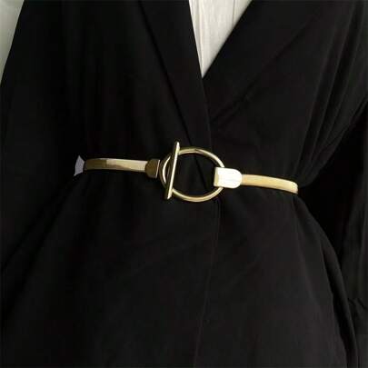 Nuevas llegadas Cinturón elástico de cintura para mujer de talla grande con cadena de color metálico para vestidos, decoración, prendas de punto, cinturón delgado para verano, escuela, otoño, Halloween