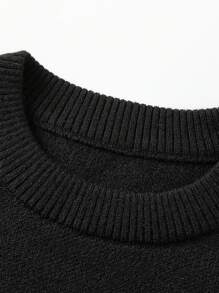 mini bala Teen Boy' Winter Knit Sweater - Black - View 3