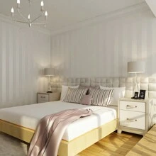 Q QIHANG Non-Self Adhesive Modern Minimalist Country Striped Wallpaper Roll For Living Room Bedroom Tv Backdrop Wall Roll Non-Pasted White Color 1.73'W X 31.17'L - trắng - Xem 1