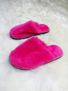Plush Slipper, Comfortable Plush Slipper With Non-Slip Sole, Unisex And Various Colors - 玫紅色 - 查看 4