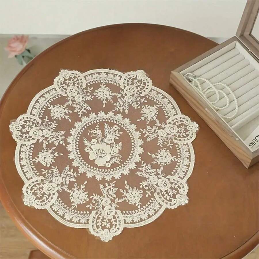Elegant Vintage Lace Tablecloth With Crochet Floral Design - Perfect For Heat Protection, Air Fryer Dust Cover & Home Decor Lace Table Cloth Bohemian Tablecloth