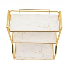 三层浴室台面收纳架置物架柜台浴室储物架家居浴室装饰浴室收纳架夏季返校季 - 金色 - 查看 7