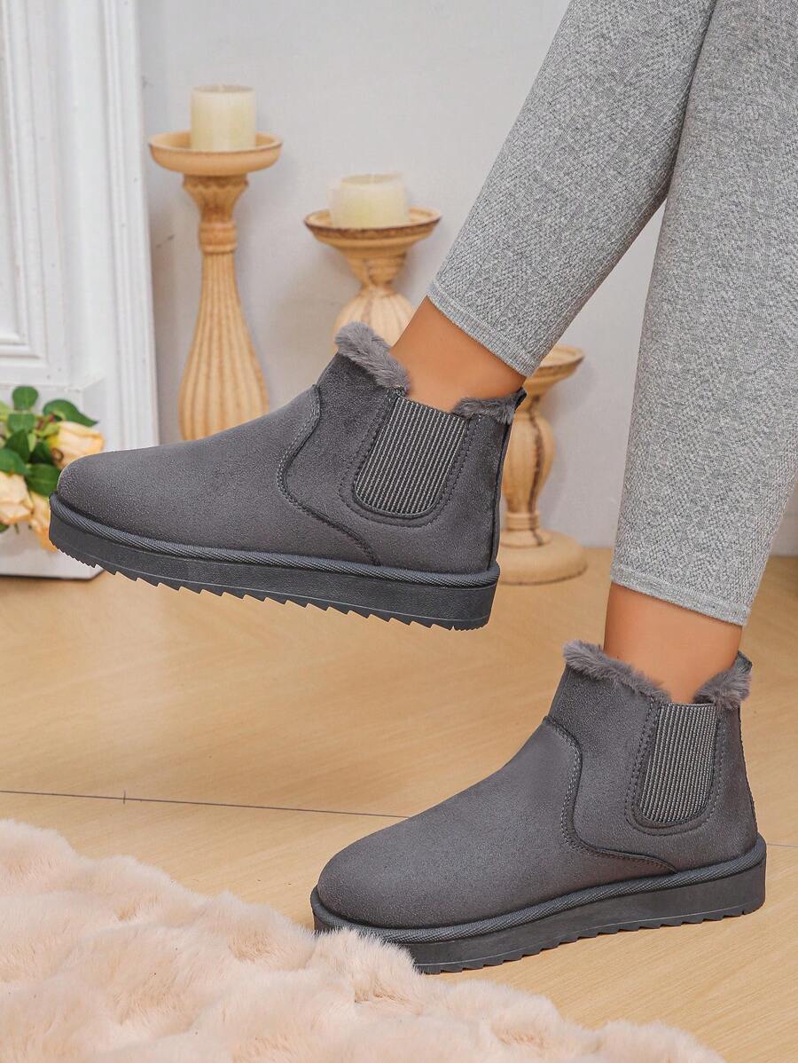 Women's Winter Warm Flat Snow Boots, Daily Outdoor & Indoor Short Tube Boots, Big Size 36-44, Khaki