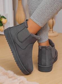 Women's Winter Warm Flat Snow Boots, Daily Outdoor & Indoor Short Tube Boots, Big Size 36-44, Khaki