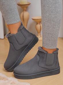 Women's Winter Warm Flat Snow Boots, Daily Outdoor & Indoor Short Tube Boots, Big Size 36-44, Khaki