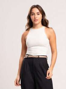 Kit 2 Two-Tone Ribbed Tank Tops - Creme Brulee và kem tươi - Xem 6