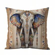 1pc Brick Elephant Digital Print Pillow Cover, Soft & Comfortable For Living Room, Bedroom, Sofa Decor, Hidden Zipper, Durable Polyester, Pillow Insert Not Included