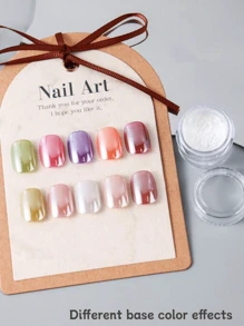 1 Box Upgraded Sparking Nail Glitter Aurora Powder, Moonlight Mirror Highlight Effect , Metallic Shiny Pearl Chrome Dust, Crystal White Glitter Nail Art Powder For Manicure Decoration – Fine Holographic Chameleon Nail Art Pigment