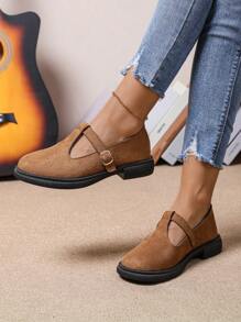Women's New Lolita Fashion Small Leather Shoes, French/British Style Mary Janes, Lace-Up Round Toe Anti-Slip Sole Loafers, New College Vintage Business Casual Flat Shoes, Brown