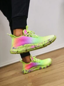 Men's Fashion Casual Slip-On Sneakers, Colorful Street Style Shoes, Outdoor Comfortable Lightweight Breathable Non-Slip Running Shoes
