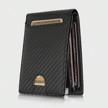 1 pieza Cartera portátil de fibra de carbono para hombre, portacartillas con múltiples ranuras, portacartillas plegable doble resistente al robo RFID, adecuado para adolescentes, casual de verano, al aire libre, atletismo, vacaciones, regalos de graduación o accesorios de vestir de cumpleaños