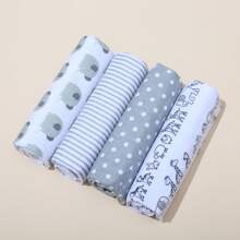4 件装婴儿襁褓毯，柔软舒适新生儿襁褓，爱心情人节