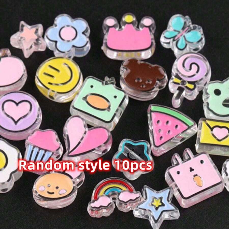 10 hạt Acrylic nhỏ giọt 16-25mm kiểu ngẫu nhiên DIY nhiều màu sắc hỗn hợp kiểu ngẫu nhiên có thể dùng để làm vòng tay, vòng cổ, dây điện thoại, phụ kiện thời trang cho nữ - 10 cái-1 bộ - Xem 1