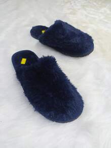Plush Slipper, Comfortable Plush Slipper With Non-Slip Sole, Unisex And Various Colors - Navy Blue - View 2