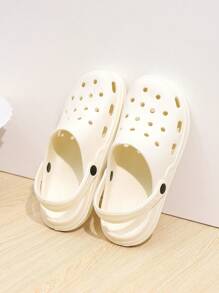 Women's New Perforated Slip-On Plastic Sandals, Summer - White - View 1